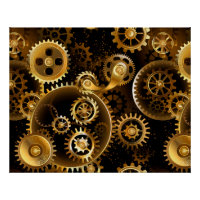 Seamless Steampunk Brass Gears