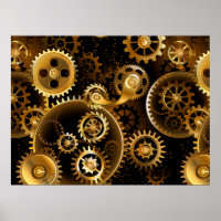 Seamless Steampunk Brass Gears