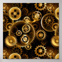 Seamless Steampunk Brass Gears