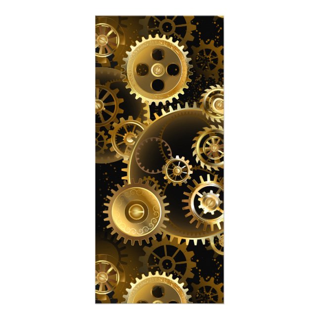Seamless Steampunk Brass Gears Rack Card (Front)