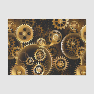 Seamless Steampunk Brass Gears Tissue Paper