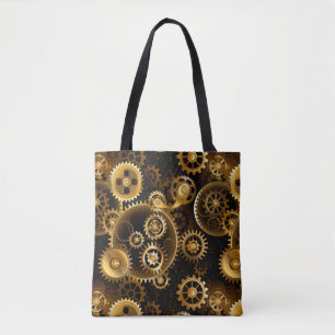 Seamless Steampunk Brass Gears Tote Bag