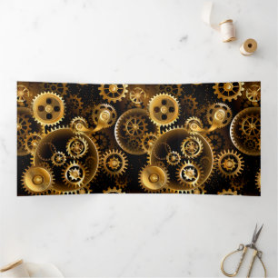 Seamless Steampunk Brass Gears Tri-Fold Holiday Card
