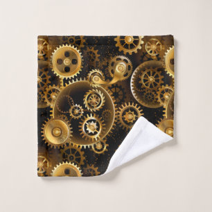 Seamless Steampunk Brass Gears Wash Cloth