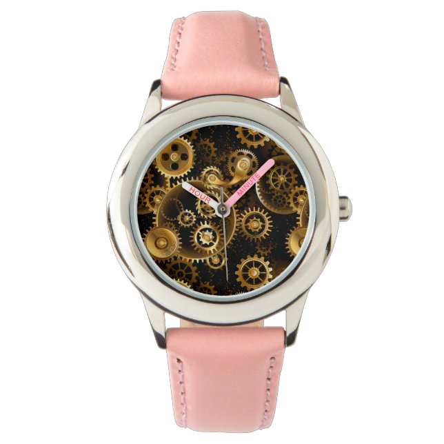 Seamless Steampunk Brass Gears Watch (Front)