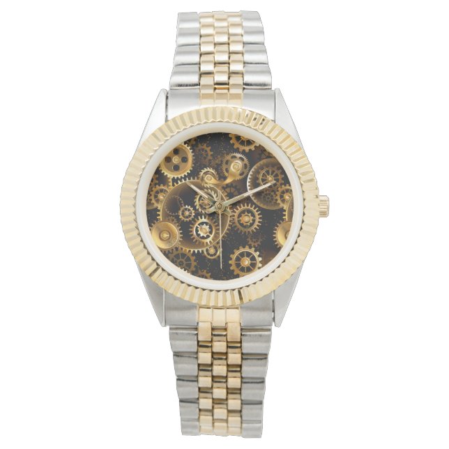 Seamless Steampunk Brass Gears Watch (Front)
