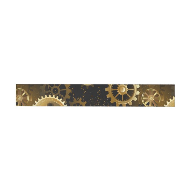 Seamless Steampunk Brass Gears Wrap Around Label (Individual)