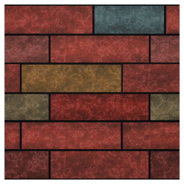 Seamless stone bricks brown orange green colours a fabric (Swatch)