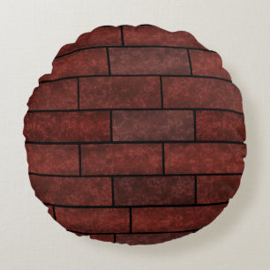 Seamless stone bricks wall brown orange colours lo round cushion
