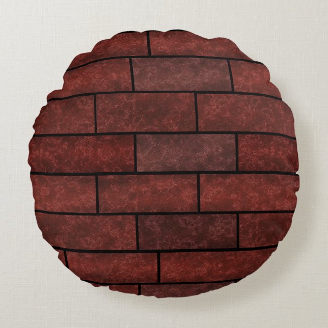 Seamless stone bricks wall brown orange colours lo round cushion (Front)