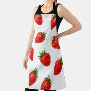 Seamless Strawberry Pattern Cute Red Fruit  Apron