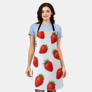 Seamless Strawberry Pattern Cute Red Fruit Apron