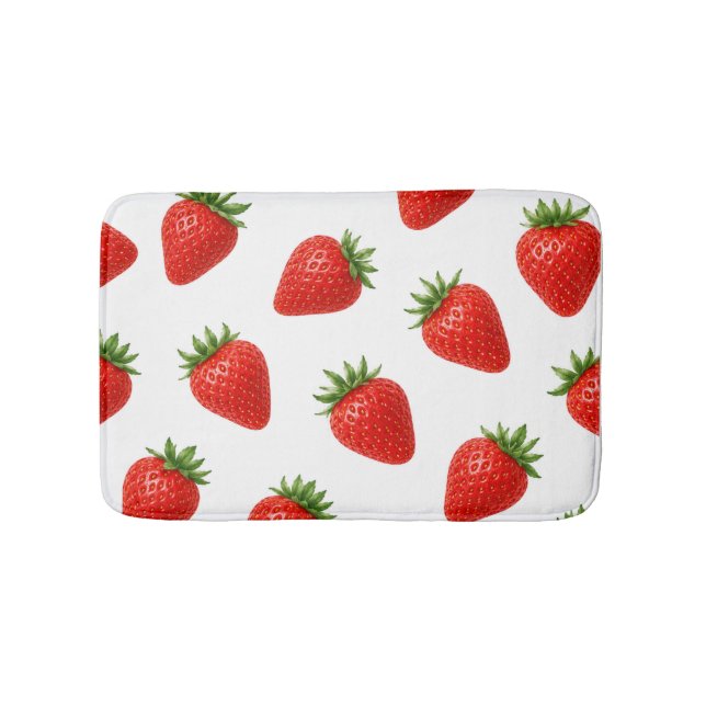 Seamless Strawberry Pattern Cute Red Fruit  Bath Mat (Front)