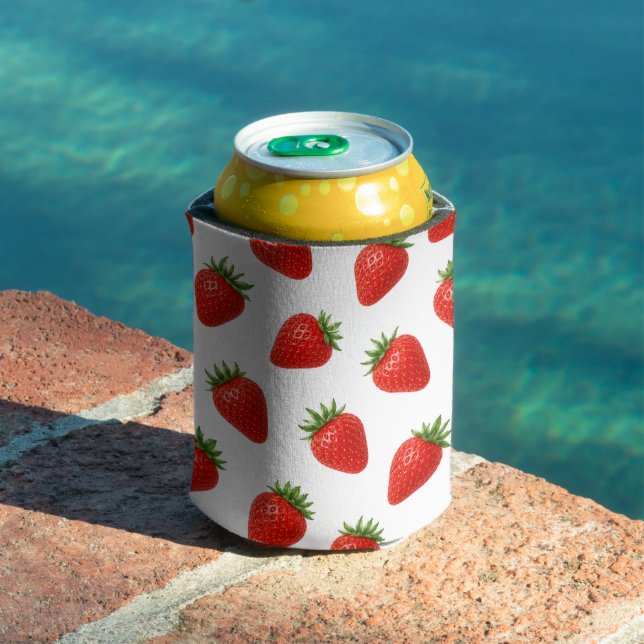 Seamless Strawberry Pattern Cute Red Fruit  Can Cooler (In Situ Pool)