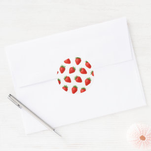 Seamless Strawberry Pattern Cute Red Fruit  Classic Round Sticker