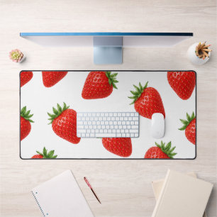 Seamless Strawberry Pattern Cute Red Fruit Desk Mat