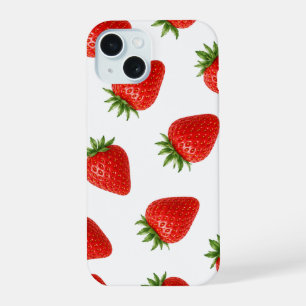 Seamless Strawberry Pattern Cute Red Fruit iPhone 15 Case