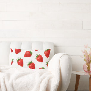 Seamless Strawberry Pattern Cute Red Fruit Lumbar Cushion
