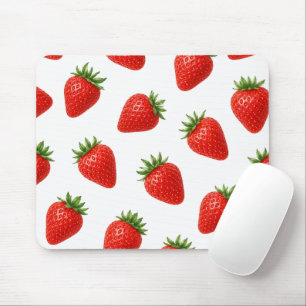 Seamless Strawberry Pattern Cute Red Fruit Mouse Pad