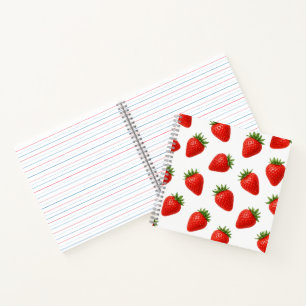Seamless Strawberry Pattern Cute Red Fruit Notebook
