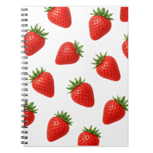 Seamless Strawberry Pattern Cute Red Fruit Notebook