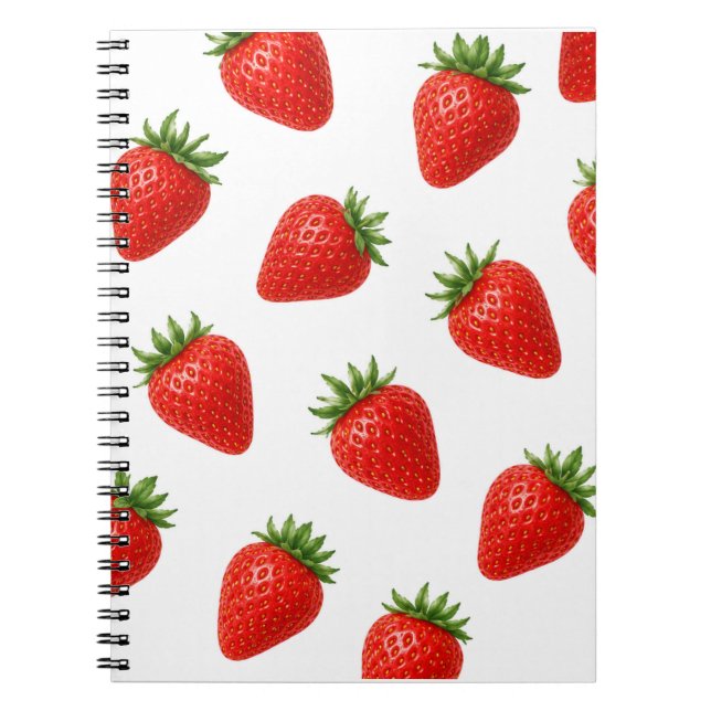 Seamless Strawberry Pattern Cute Red Fruit  Notebook (Front)