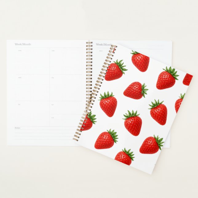 Seamless Strawberry Pattern Cute Red Fruit  Planner (Display)