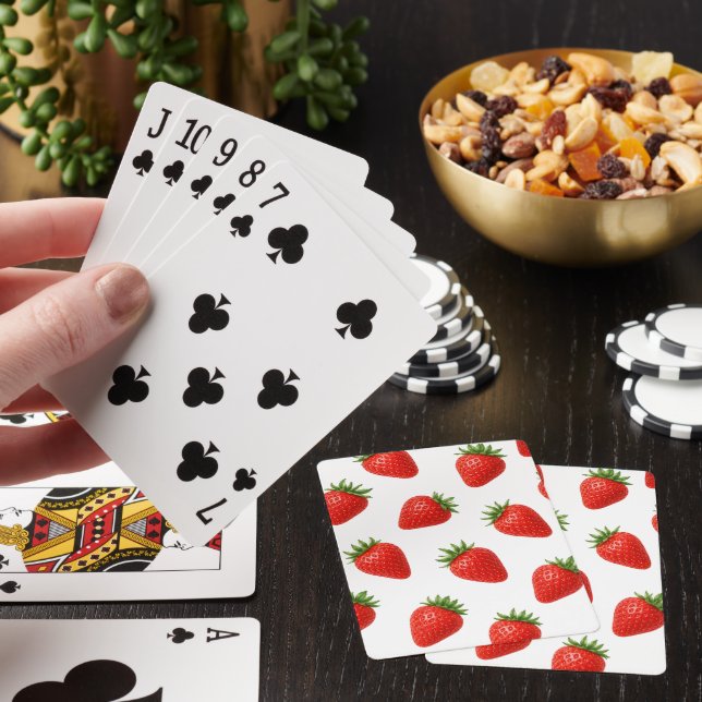 Seamless Strawberry Pattern Cute Red Fruit  Playing Cards (In Situ)