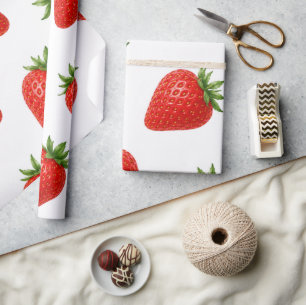 Seamless Strawberry Pattern Cute Red Fruit Wrapping Paper