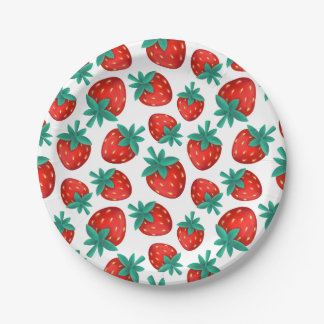 Seamless Strawberry Pattern Fruit Party Paper Plate