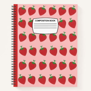 Seamless Strawberry Spiral Composition  Notebook