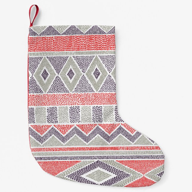 Seamless striped ethnic pattern. Tribal and aztec  Small Christmas Stocking (Front)