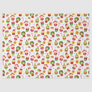 Seamless stylised Christmas ornament little elves Tissue Paper