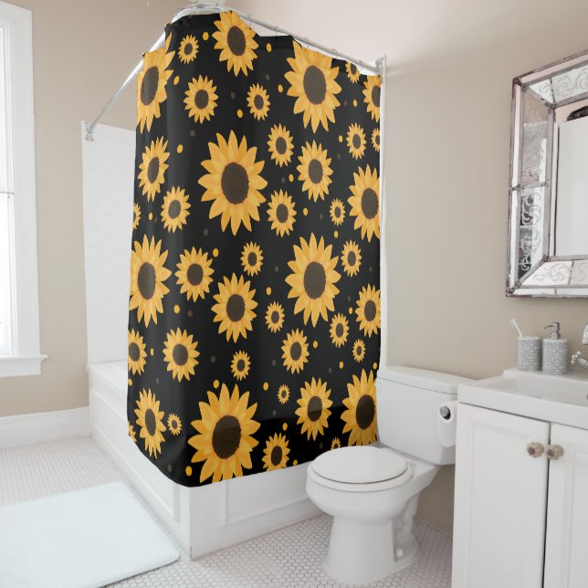 Seamless Sunflowers Shower Curtain (In Situ)
