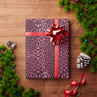 Seamless Symmetrical Leopard Animal Pattern Wrapping Paper