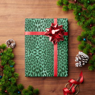 Seamless Symmetrical Leopard Animal Pattern Wrapping Paper