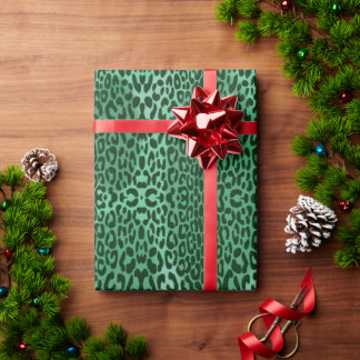 Seamless Symmetrical Leopard Animal Pattern Wrapping Paper