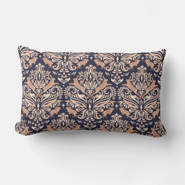 Seamless symmetrical pattern in the Damask style.  Lumbar Cushion (Front)