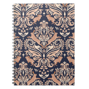 Seamless symmetrical pattern in the Damask style. Notebook