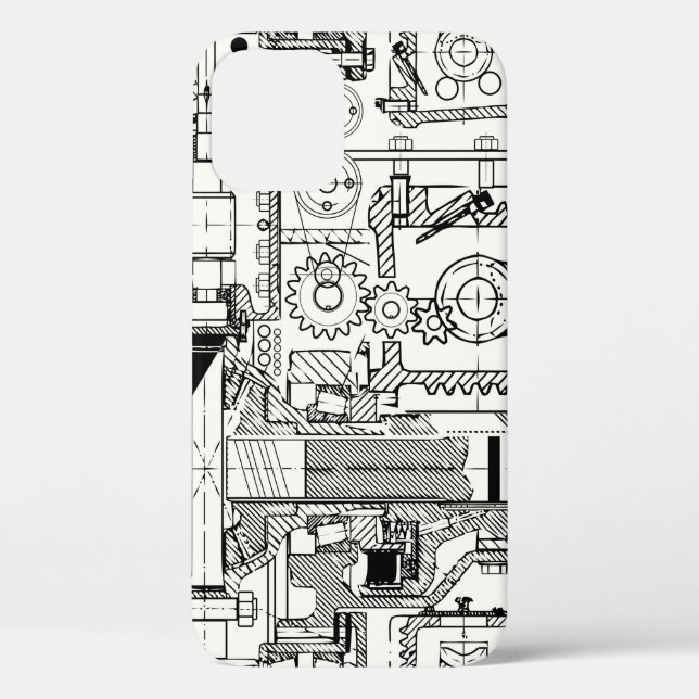 Seamless technical pattern with worm gears and oth Case-Mate iPhone case (Back)