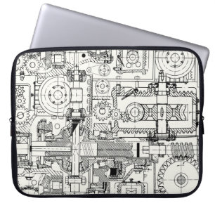 Seamless technical pattern with worm gears and oth laptop sleeve