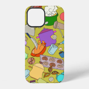 Seamless texture. Hand drawn doodles objects food iPhone 12 Case