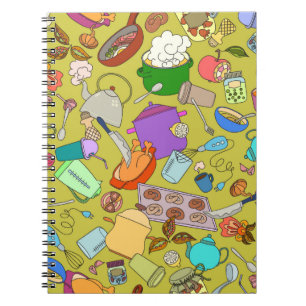 Seamless texture. Hand drawn doodles objects food  Notebook