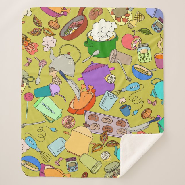 Seamless texture. Hand drawn doodles objects food  Sherpa Blanket (Front)