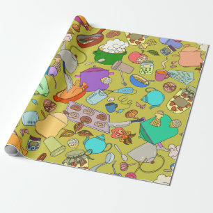 Seamless texture. Hand drawn doodles objects food Wrapping Paper