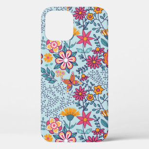 Seamless texture with flowers and butterflies. End iPhone 12 Case