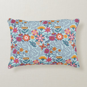 Seamless texture with flowers and butterflies. End Decorative Cushion