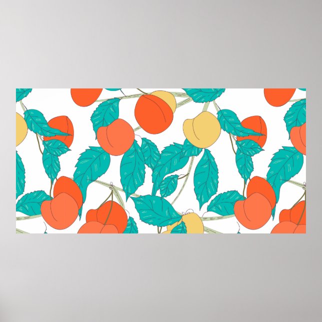 Seamless texture with fruits and leafs poster (Front)