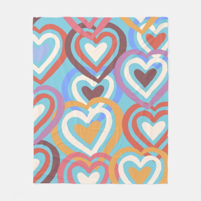 Seamless texture with funny hearts  fleece blanket (Front)