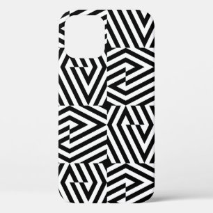 Seamless texture with oblique black bandsgeometric iPhone 12 case